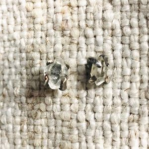 Herkimer quartz studs set in silver claws